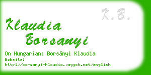 klaudia borsanyi business card